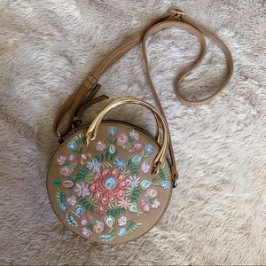 Embroidered, Round Crossbody Purse (Like New)